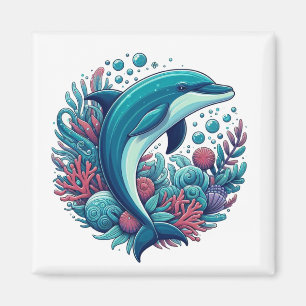 Cute, coastal/nautical dolphin magnet