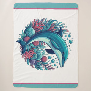 Cute, coastal/nautical dolphin sherpa blanket