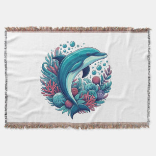Cute, coastal/nautical dolphin throw blanket