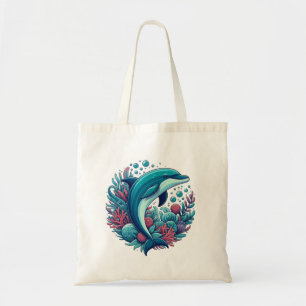 Cute, coastal/nautical dolphin tote bag