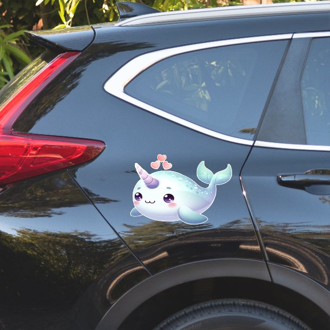 Cute/coastal/nautical narwhal  (Car Side)