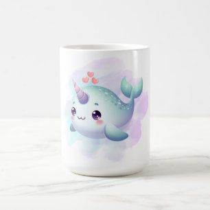 Cute/coastal/nautical narwhal coffee mug