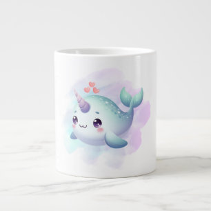 Cute/coastal/nautical narwhal  large coffee mug