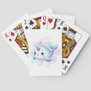 Cute/coastal/nautical narwhal playing cards