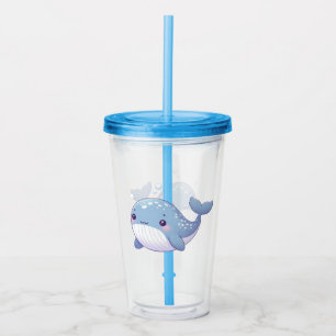 Cute, coastal/nautical whale acrylic tumbler