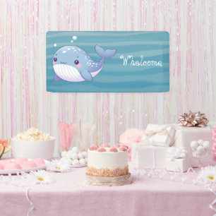 Cute, coastal/nautical whale banner