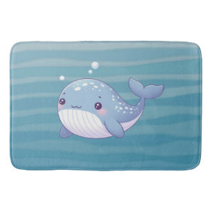 Cute, coastal/nautical whale bath mat