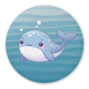 Cute, coastal/nautical whale ceramic knob