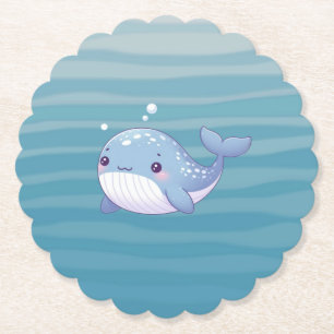 Cute, coastal/nautical whale paper coaster