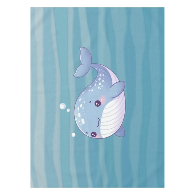 Cute, coastal/nautical whale tablecloth (Front)