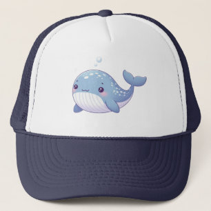 Cute, coastal/nautical whale trucker hat