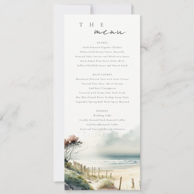 Cute Coastal Sand Beach Seascape Wedding Program (Front)