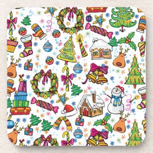 Cute Coaster Beautiful Christmas doodle clip art
