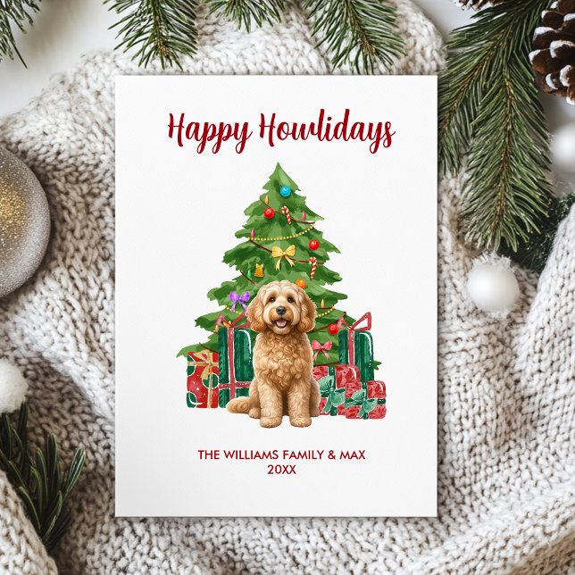 Cute Cockapoo Dog Family Christmas Holiday Card (Creator Uploaded)