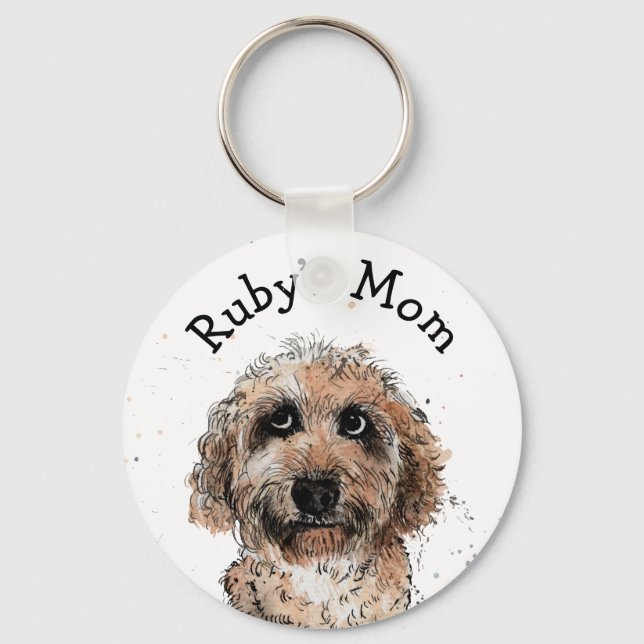 Cute cockapoo dog Keyring funny customised spoodle (Front)