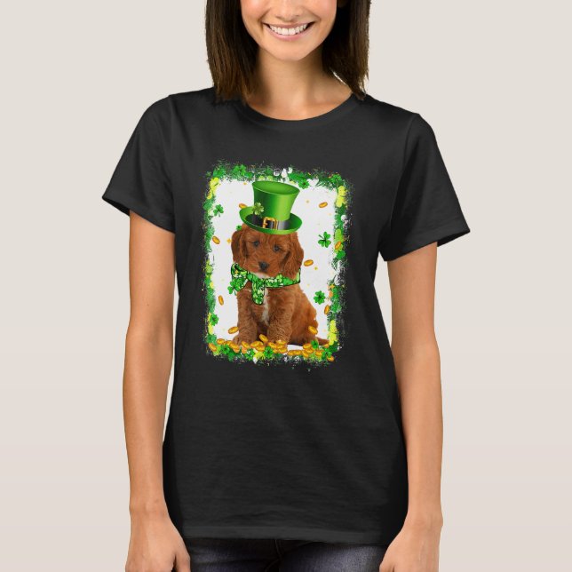 Cute Cockapoo Dog St Patricks Day Irish Shamrock B T-Shirt (Front)