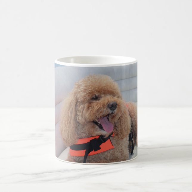 Cute Cockapoo Dog With Life Vest Coffee Mug (Center)