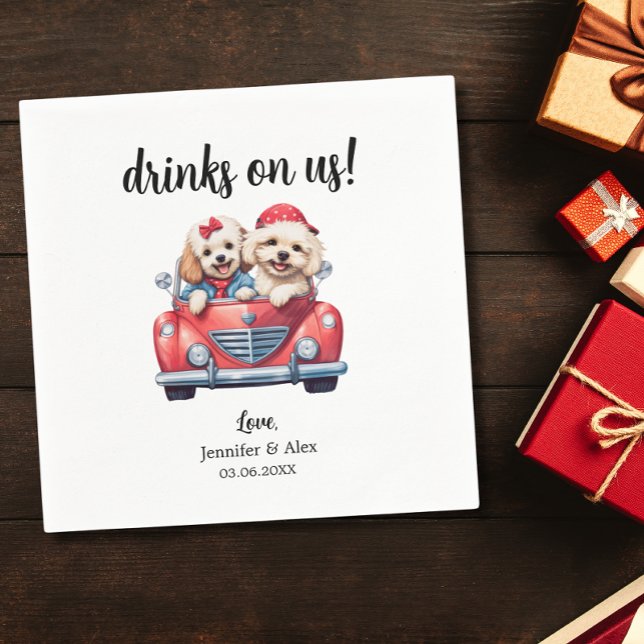 Cute Cockapoo Doodle Dog Wedding Cocktail Custom Napkin (Creator Uploaded)