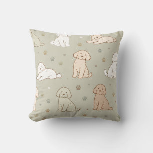 Cute Cockapoo Pattern Pillow   Dog Lover Cushion