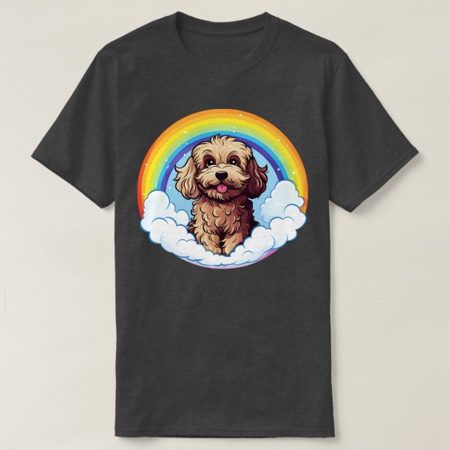 Cute Cockapoo Rainbow Cloud Kawaii Dog Happy Puppy T-Shirt (Design Front)