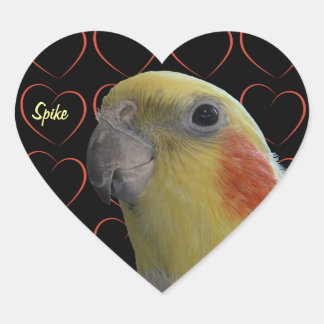 Cute Cockatiel and Hearts Heart Sticker