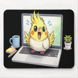 Cute Cockatiel Bird on Laptop Mouse Pad