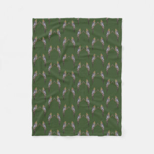 Cute Cockatiel Frenzy Fleece Blanket (Green)
