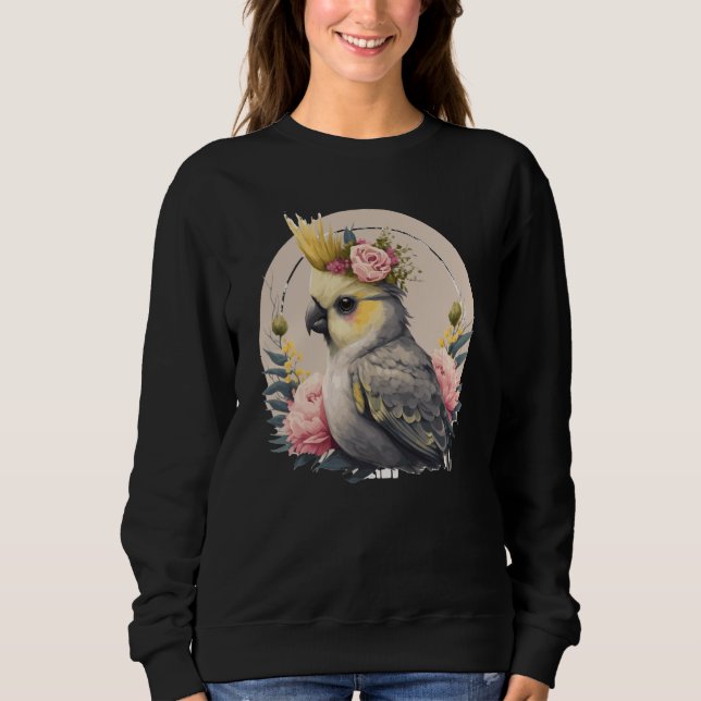 Cute Cockatiel Parrot Bird Flower Crown Pet Birds Sweatshirt (Front)