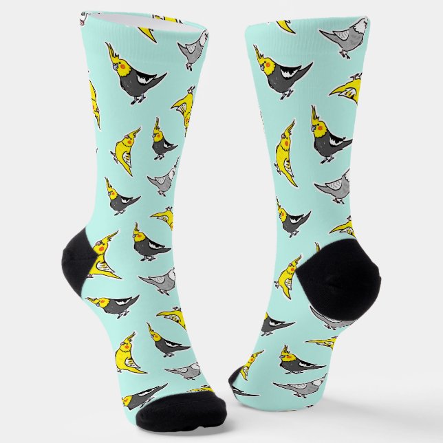Cute Cockatiel Parrot Pattern Socks (Angled)