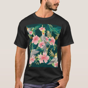 Cute Cockatiel Parrot Vintage Pattern T-Shirt