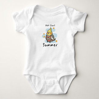 Cute Cockatiel Summer Baby Bird Cartoon Design Bodysuit