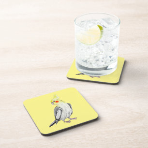 Cute Cockatiel Watercolor Parrot. Coaster