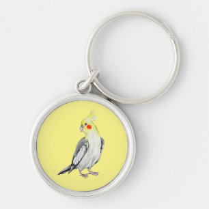 Cute Cockatiel watercolor parrot. Key Ring
