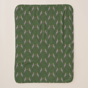 Cute Cockatiels Frenzy Sherpa Blanket (Green)