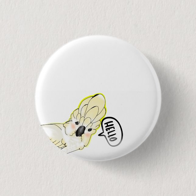 cute cockatoo bird 3 cm round badge (Front)
