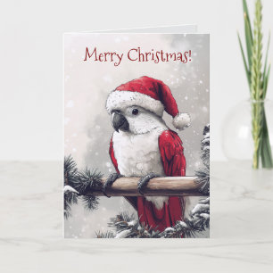 Cute Cockatoo Santa Christmas Card