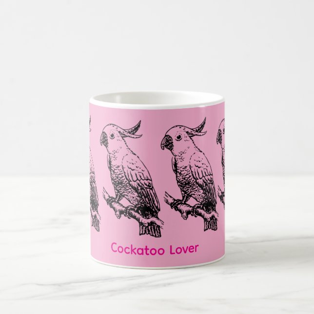 Cute Cockatoos Pink Mug for Bird Lovers (Center)