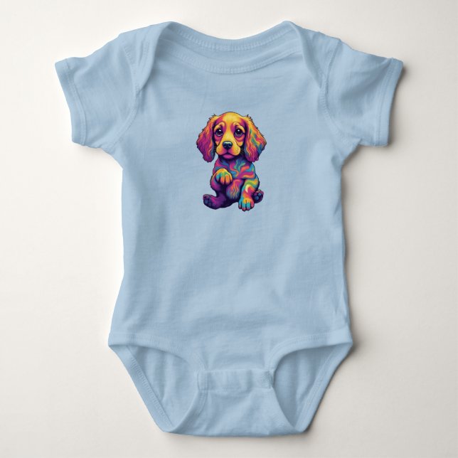 Cute Cocker Spaniel Baby Bodysuit (Front)