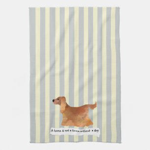 Cute cocker spaniel blue cream striped tea towel