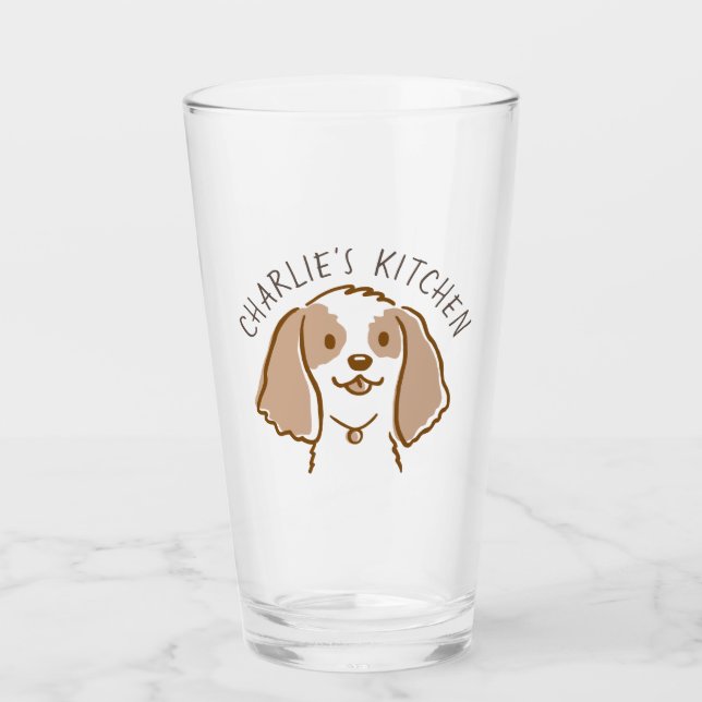 Cute Cocker Spaniel Cartoon Dog Personalised Glass (Front)