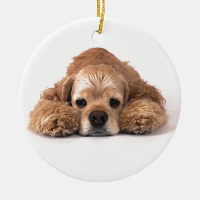 Cute Cocker Spaniel Ceramic Tree Decoration (Front)