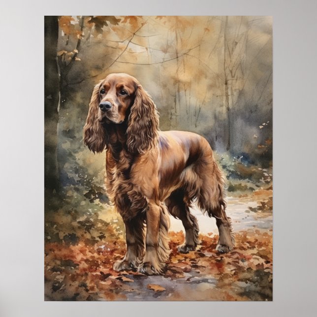 Cute Cocker Spaniel Dog Art Print Poster (Front)