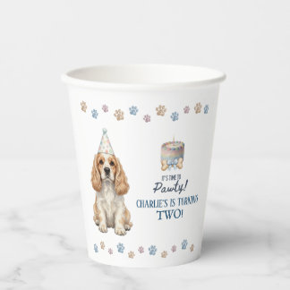 Cute Cocker Spaniel Dog Puppy Let’s Pawty  Paper Cups