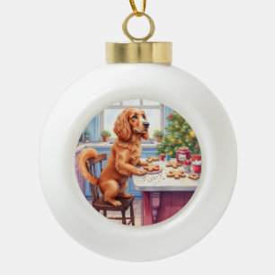 Cute Cocker Spaniel Gingerbread Baking Christmas Ceramic Ball Christmas Ornament