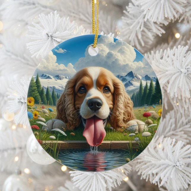 Cute Cocker Spaniel Keepsake Ceramic Ornament (Creator Uploaded)
