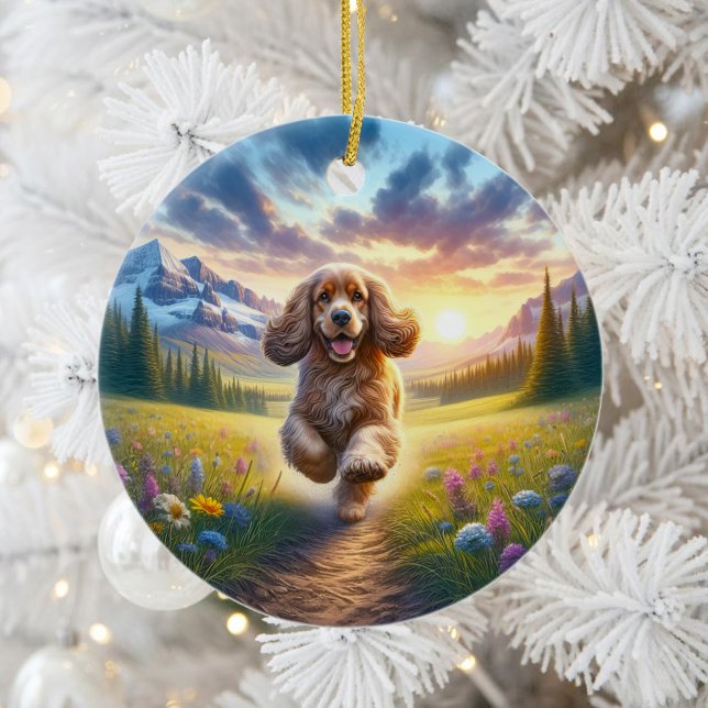 Cute Cocker Spaniel Keepsake Ceramic Ornament (Creator Uploaded)