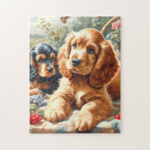 Cute Cocker Spaniel Painting Jigsaw Puzzle