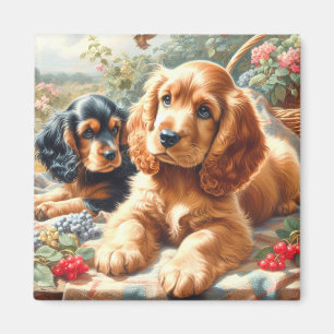Cute Cocker Spaniel  Painting Magnet