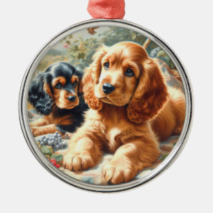 Cute Cocker Spaniel  Painting Metal Ornament
