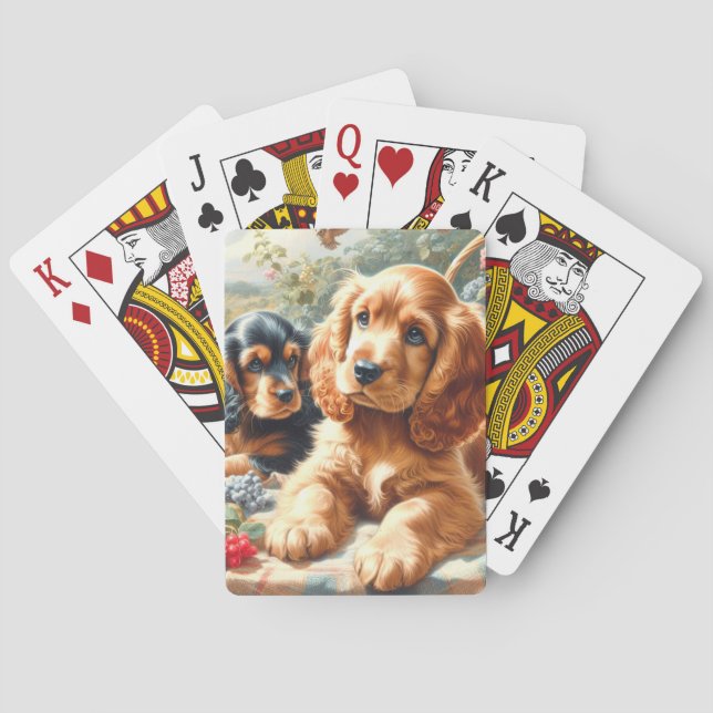 Cute Cocker Spaniel  Painting Playing Cards (Back)